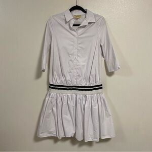 Penelope Drop waist Nautical Polo Style Dress White Size Small